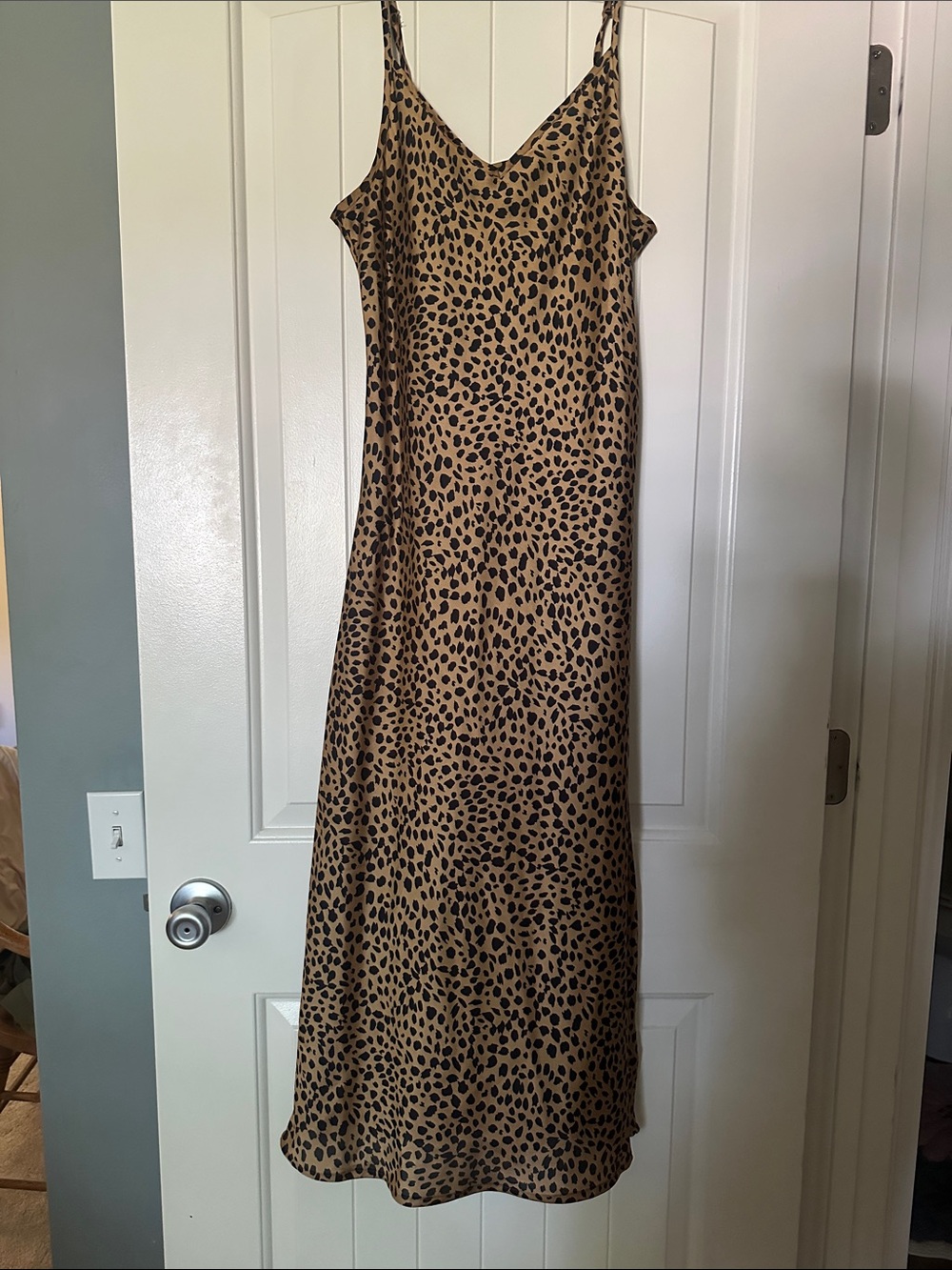 Vici Leopard-Print Midi Slip Dress - Tan & Black